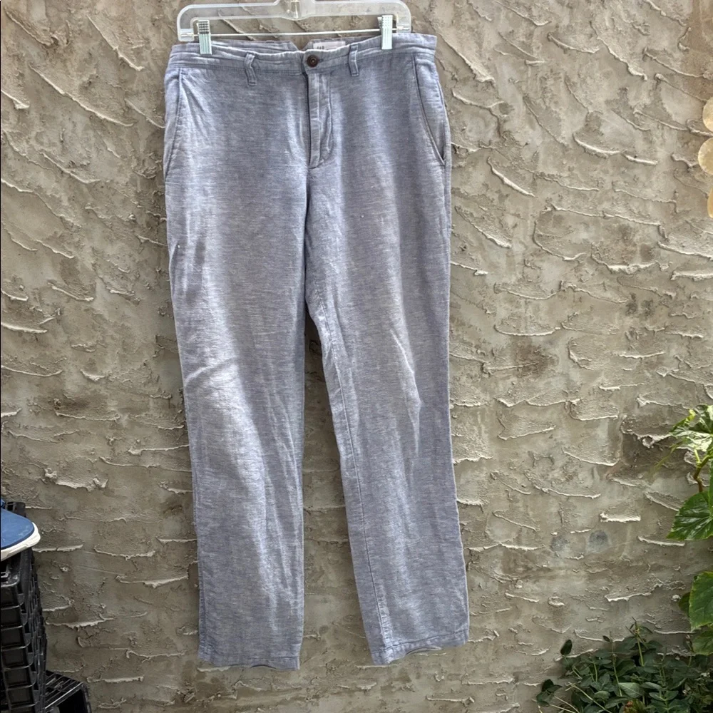 GAP Men's Linen/Cotton Blue Straight Chinos Worn 1x Size 31 Very Soft Stretchy
